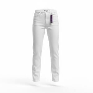 Gloria Vanderbilt Women White Slimming Tapered Leg Jeans Size 14 Short - NWT